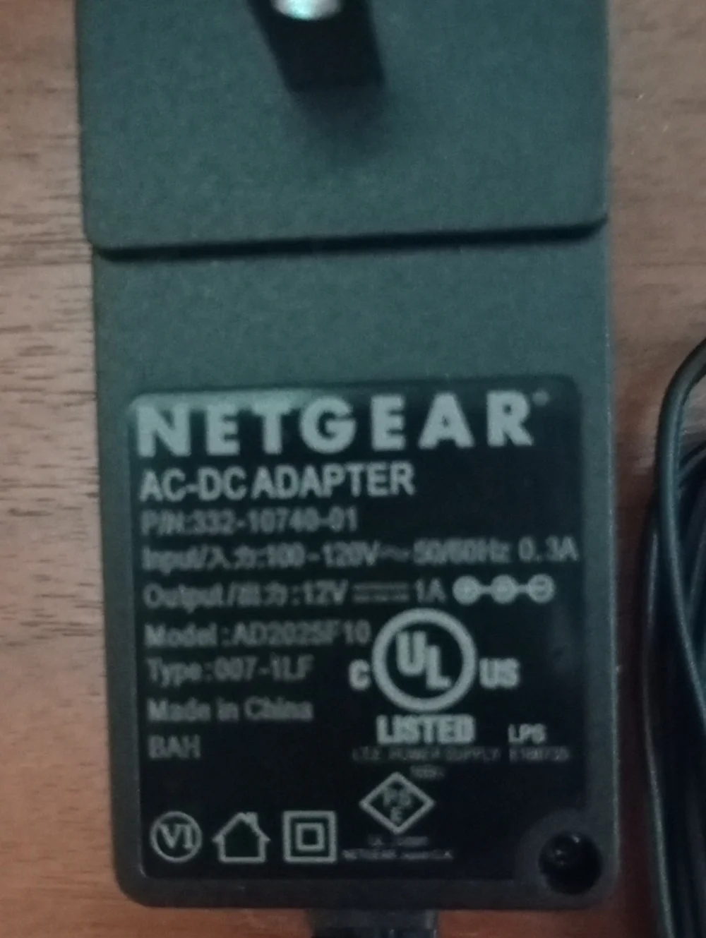 NETGEAR Black AC-DC Adapter with Attached Cable